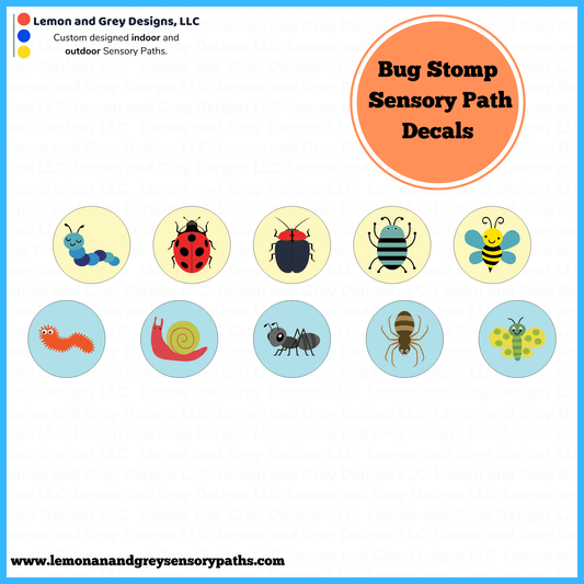 Bug Stomp Sensory Path Decals - Lemon and Grey | Sensory Paths