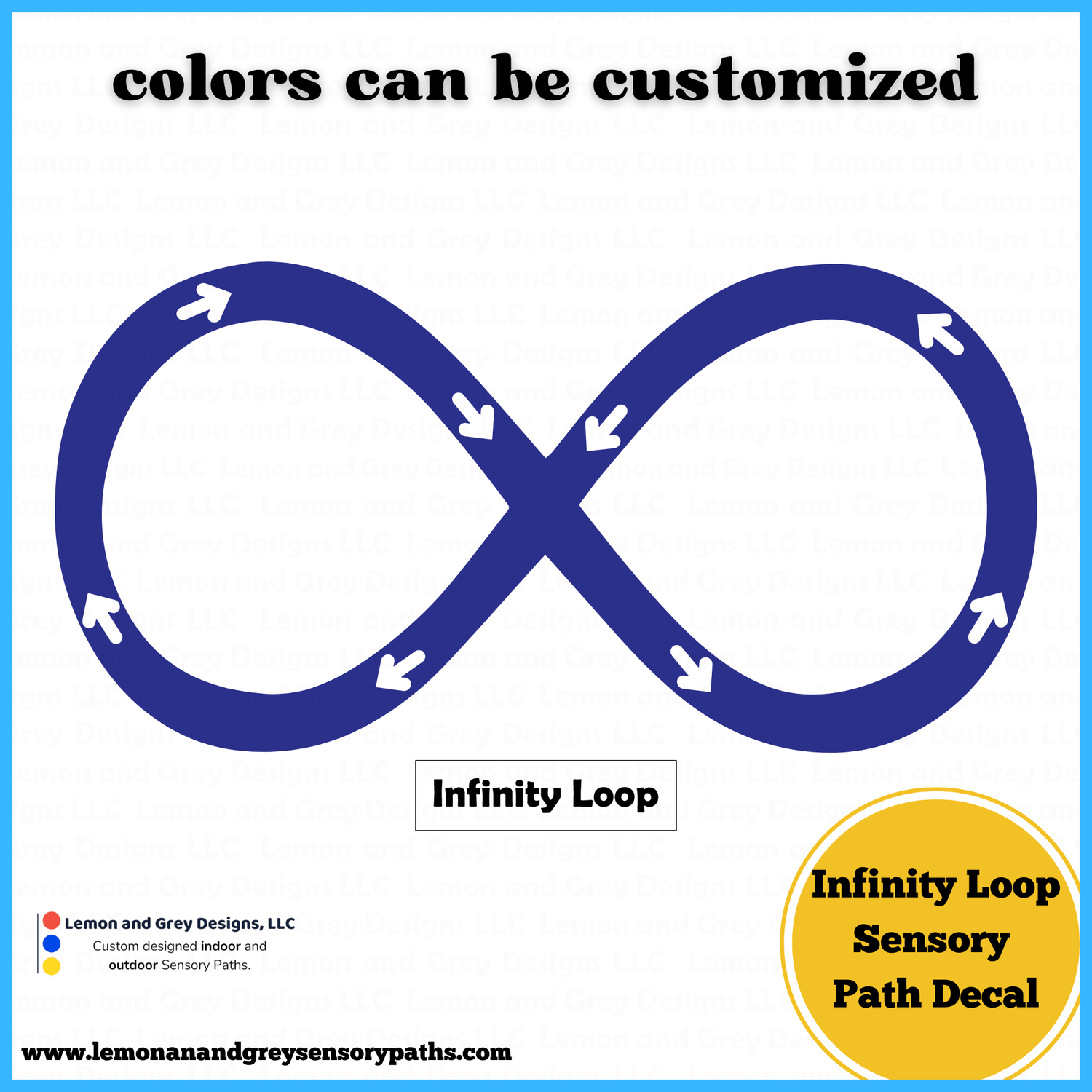Infinity Loop Sensory Path Decal - Lemon and Grey | Sensory Paths