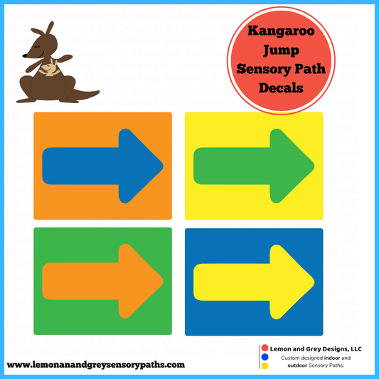 Kangaroo Jump Sensory Path Decals - Lemon and Grey | Sensory Paths