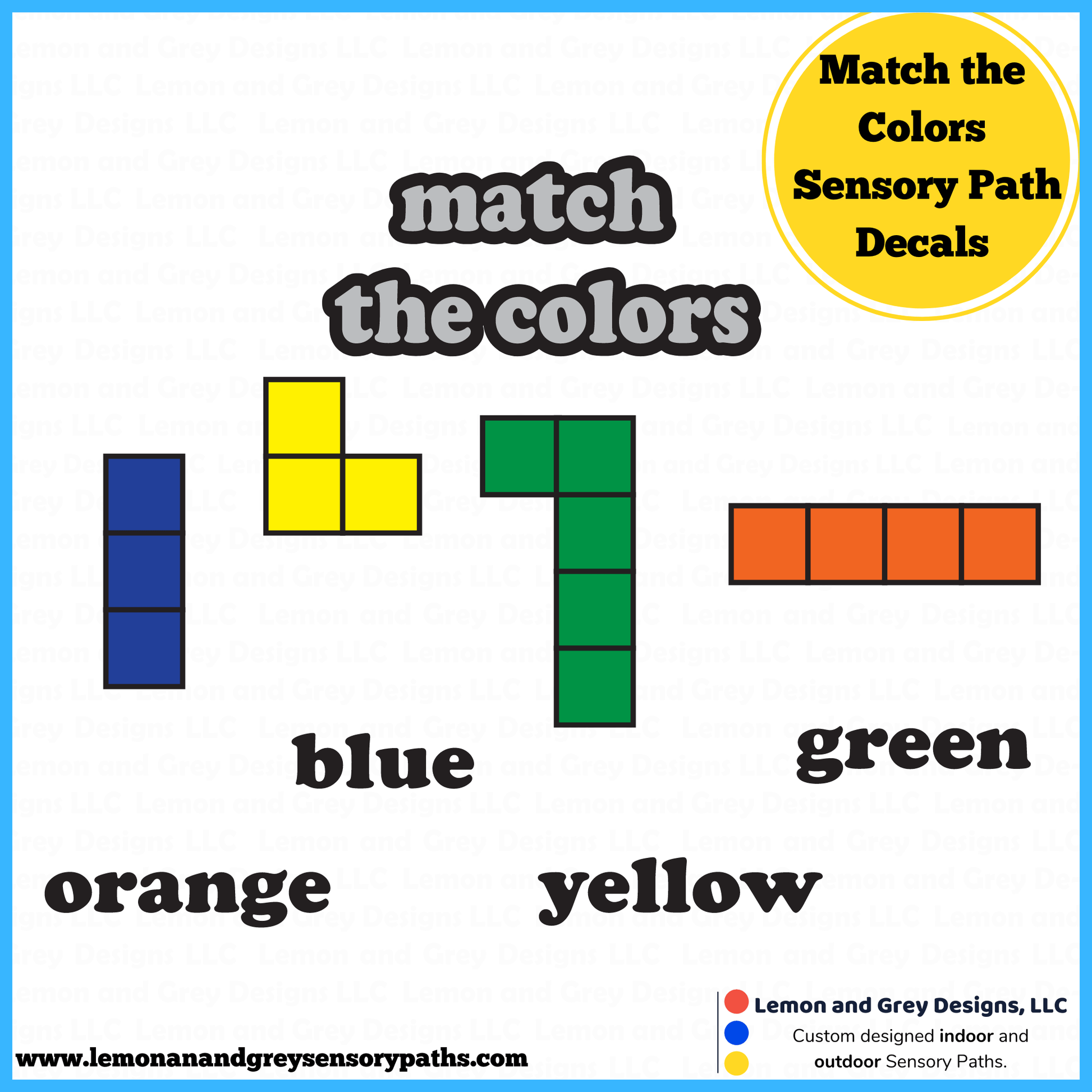 Match the Color Sensory Path Decals - Lemon and Grey | Sensory Paths