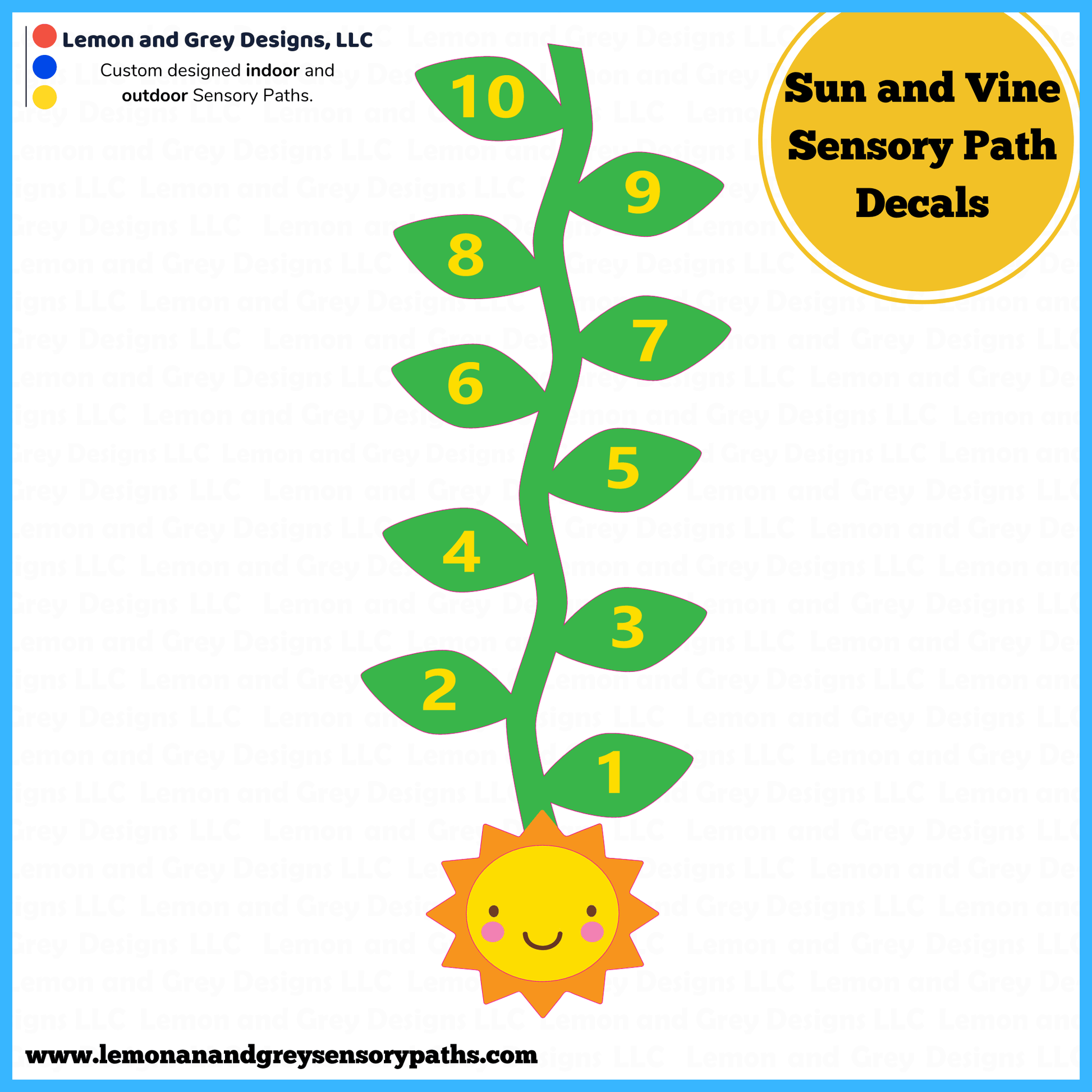 Large Sun and Vine Sensory Path Decal